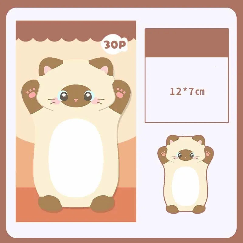 Adorable Kawaii Cat Sticky Notes 🐾 | 30 Sheets Memo Pad for School & Office 🎨 | Cute Stationery Gift & Bookmark 🌟
