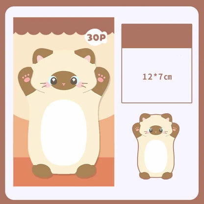 Adorable Kawaii Cat Sticky Notes 🐾 | 30 Sheets Memo Pad for School & Office 🎨 | Cute Stationery Gift & Bookmark 🌟