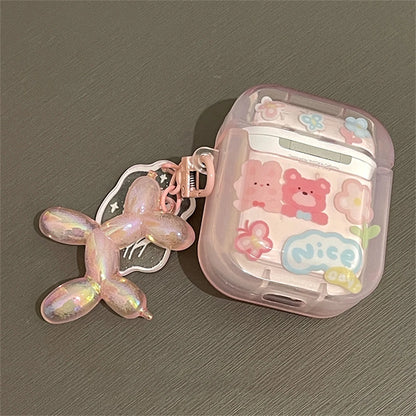 🌸Adorable 3D Blue Blossom Headphone Case for AirPods 🎧💖 with Cute Dog Tulip Charm! 🌼 - Pixie Quill
