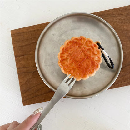 Kawaii Mooncake 3D Earphone Case 🍂🍡 for AirPods Pro 1, 2, & 3 – Soft Silicone Protection Cover 🎧✨