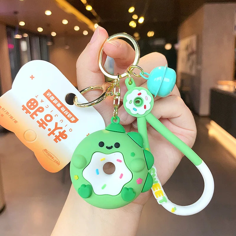 Cartoon Donut Animal Keychain Cute Dinosaur Bunny Bear Cat Doll Exquisite Pendant Key Chain for Women Girl Backpack Keyring Gift - Pixie Quill