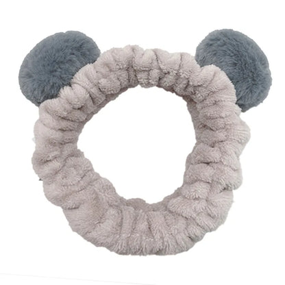 Women Wash Face Makeup Soft Coral Fleece Elastic Headband Head Wrap Cute Rabbit Bow Animal Ears Hairband Girl Hair Accessories