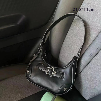 Splicing Hit Color Handbag Niche Design Chain Cowboy Handbag Star American Retro Itabag Y2k Shoulder Bag 2023 New Women'S Bag
