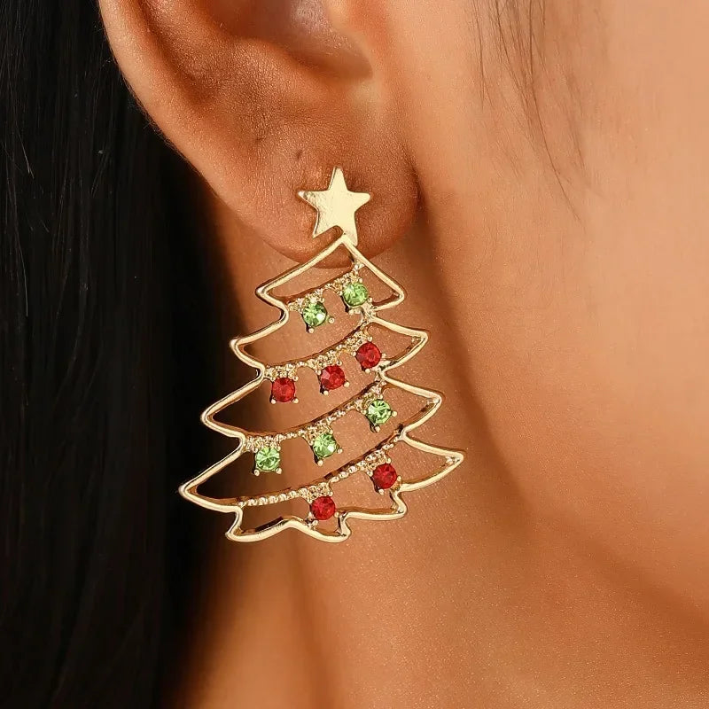 Cute Christmas Tree Zirconia Stud Earrings For Women Holiday Gift 🎄✨
