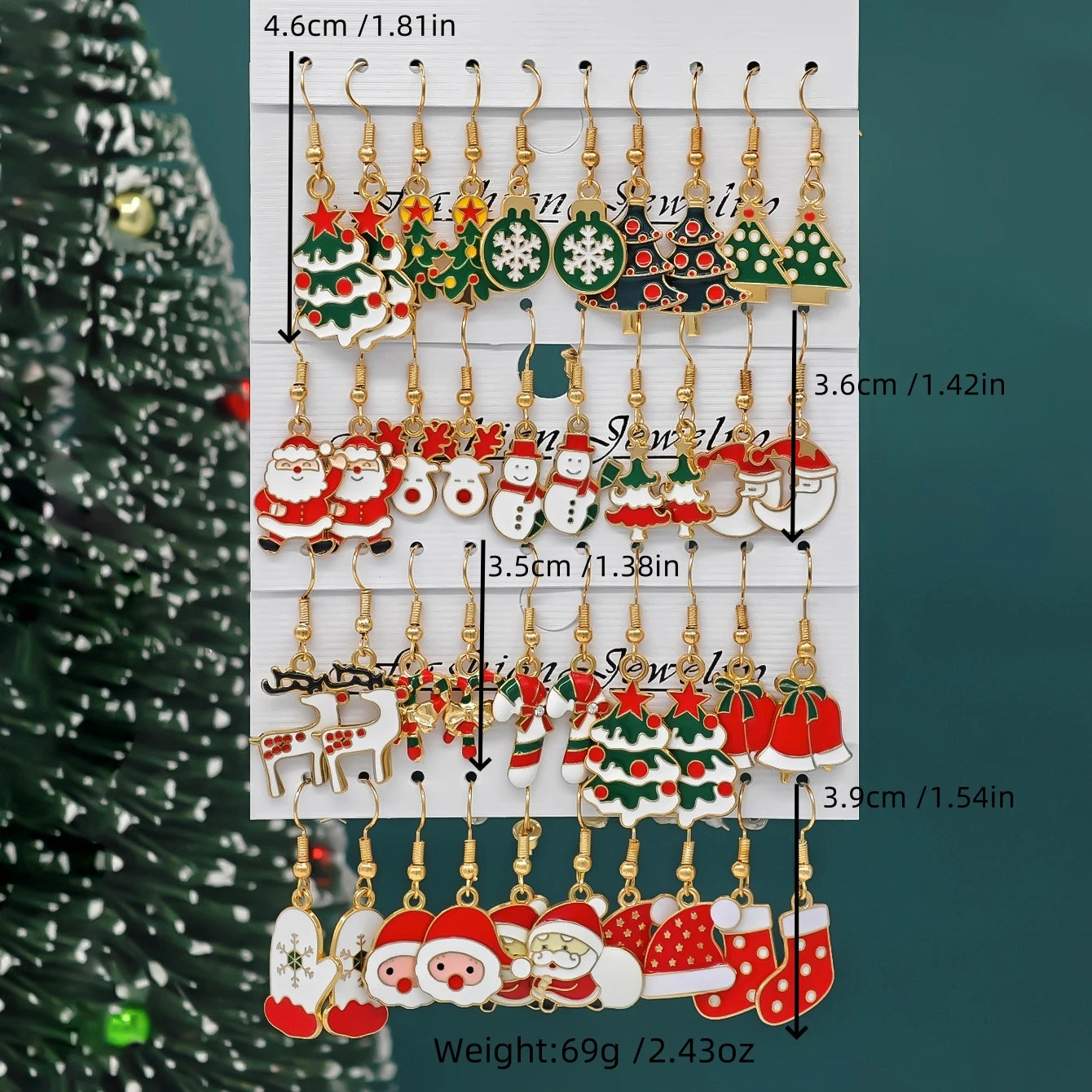 Whimsical Christmas Cartoon Santa Elk Tree Drop Earrings for Women 🎄🎅