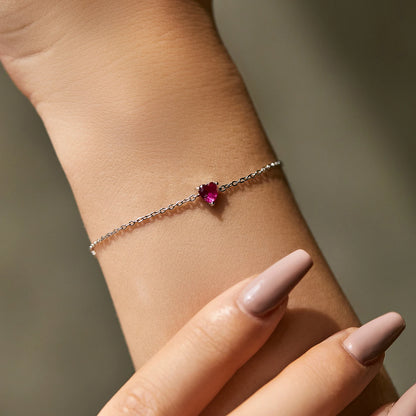 🌹 Kawaii Rose Red Heart Charm Bracelet ✨ 925 Silver Elegance for Women 💖 Perfect Gift! 🎁