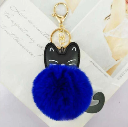 Kawaii Cat Pompom Keychain 🐾✨ Adorable Fur Ball Tail Accessory for Bags & Keys 💖 Perfect Gift for Cat Lovers!