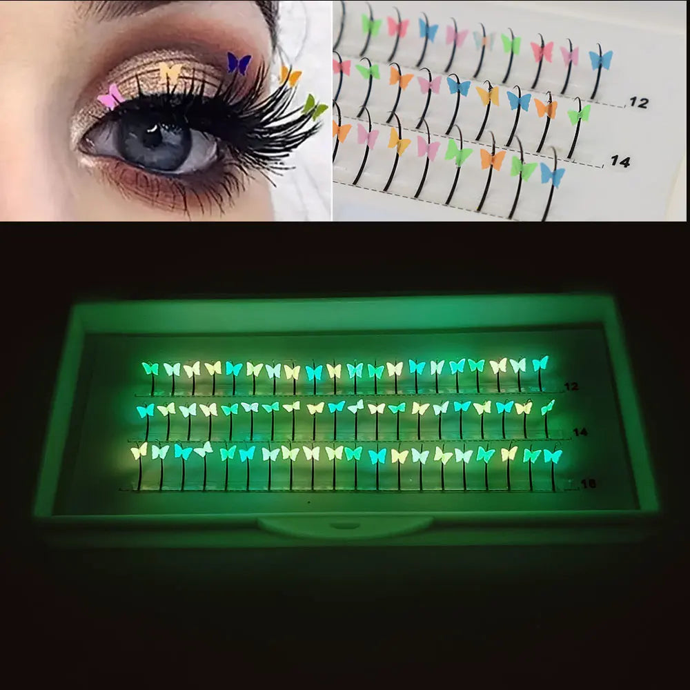 Kawaii 60pcs Mink Fairy Lashes ✨🦋 Noctilucent Glitter Party Glam!