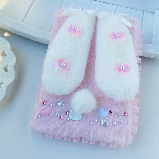 Charming A5 Plush Journal With Bunny Ears Diary Gift Fluffy Notebook 80 Sheets 🐰