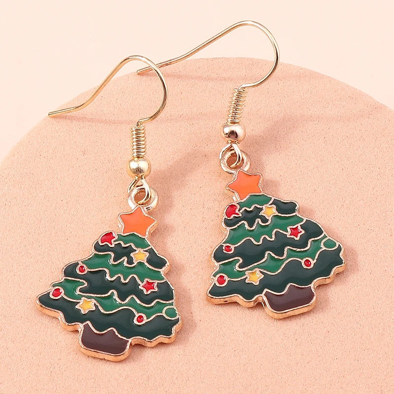 Whimsical Christmas Drop Earrings For Women Tree Deer Santa Dangle Jewelry 🎄✨