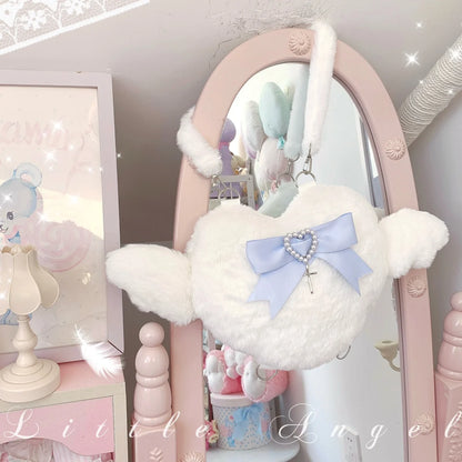 Kawaii Love Wings Mini Backpack 🎒✨ | Cute Furry Lolita Shoulder Bag for Girls 💖🌈