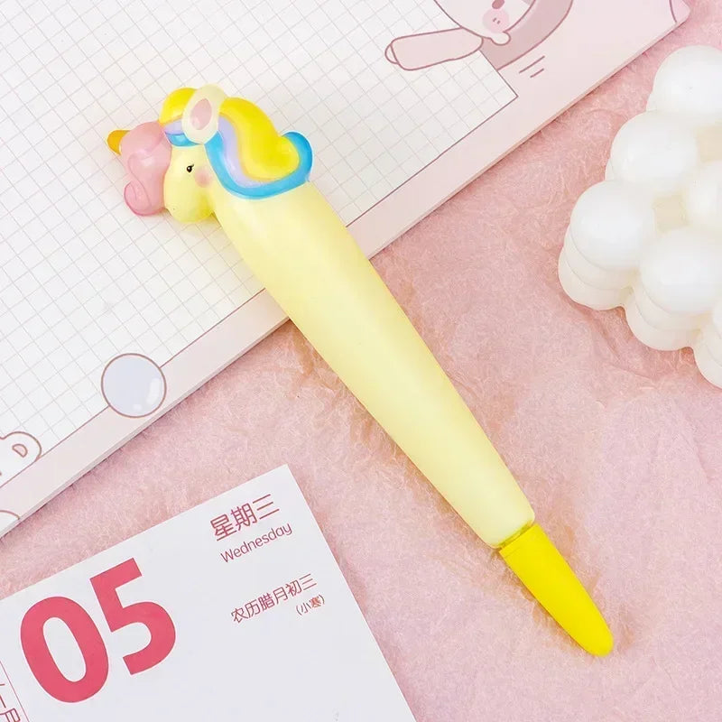 Kawaii 1Pc Adorable Cartoon Fruit Animal Gel Pen 🍓🐻 Soft & Squishy Decompression Stationery for Kids 🎉 0.5mm Fun Writing Tool