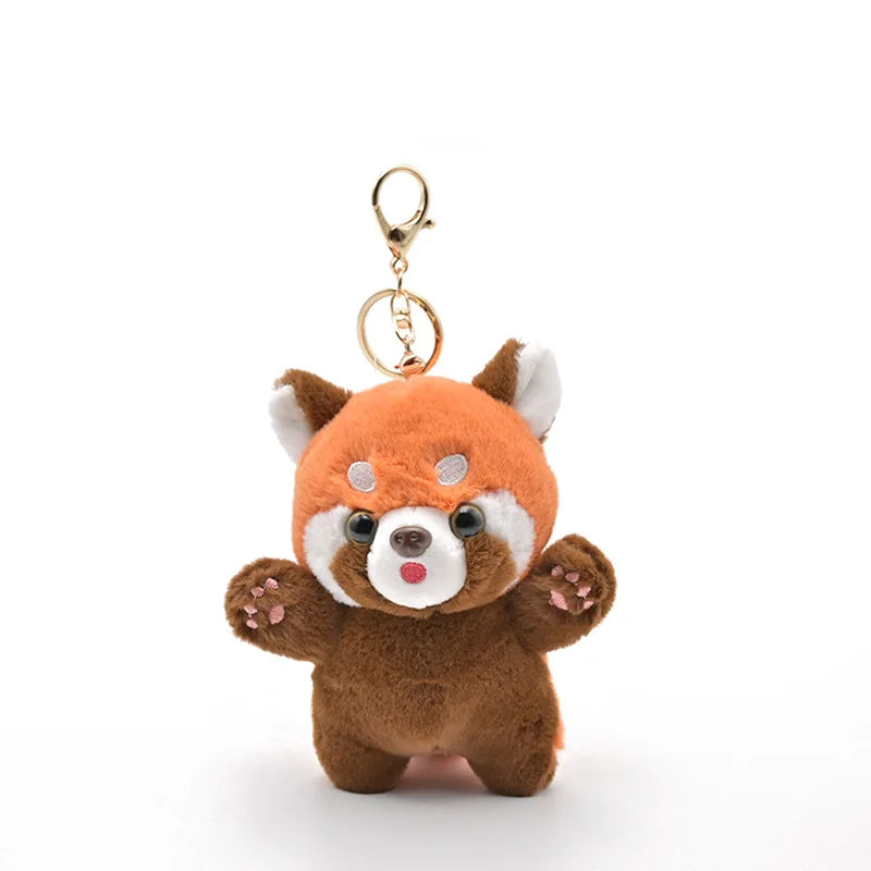 Cute Red Panda Plush Keychain Pendant Toy 🐼 Soft Raccoon Charm For Backpacks