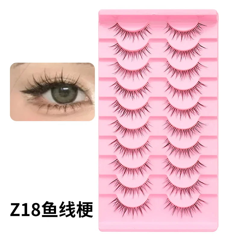 Adorable Manga Style False Eyelashes 10 Pairs Natural Full Strip Lashes For Anime Look Makeup ✨🐰🎀🌸