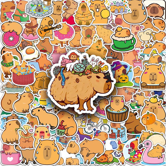 Kawaii Capybara Sticker Pack 🐾 | 10/30/50/100 Cute Waterproof Animal Decals for DIY Notebook, Phone & Laptop 🎨✨