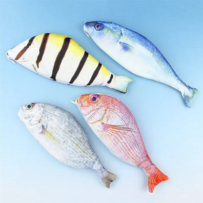 Cute Simulation Fish Pencil Case Cartoon Zipper Box Large Capacity 🐟🐠