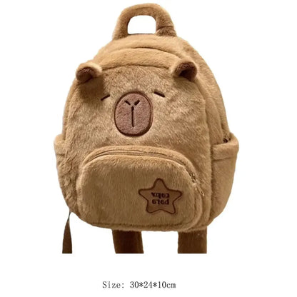 Adorable Kawaii Capybara Plush Backpack 🐾 | Funny Cartoon Crossbody Tote Bag with Large Capacity 💖