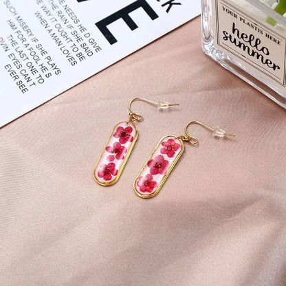 Pastel Pressed Flower Resin Drops Earrings 🌸 Elegant Geometric Jewelry For Women