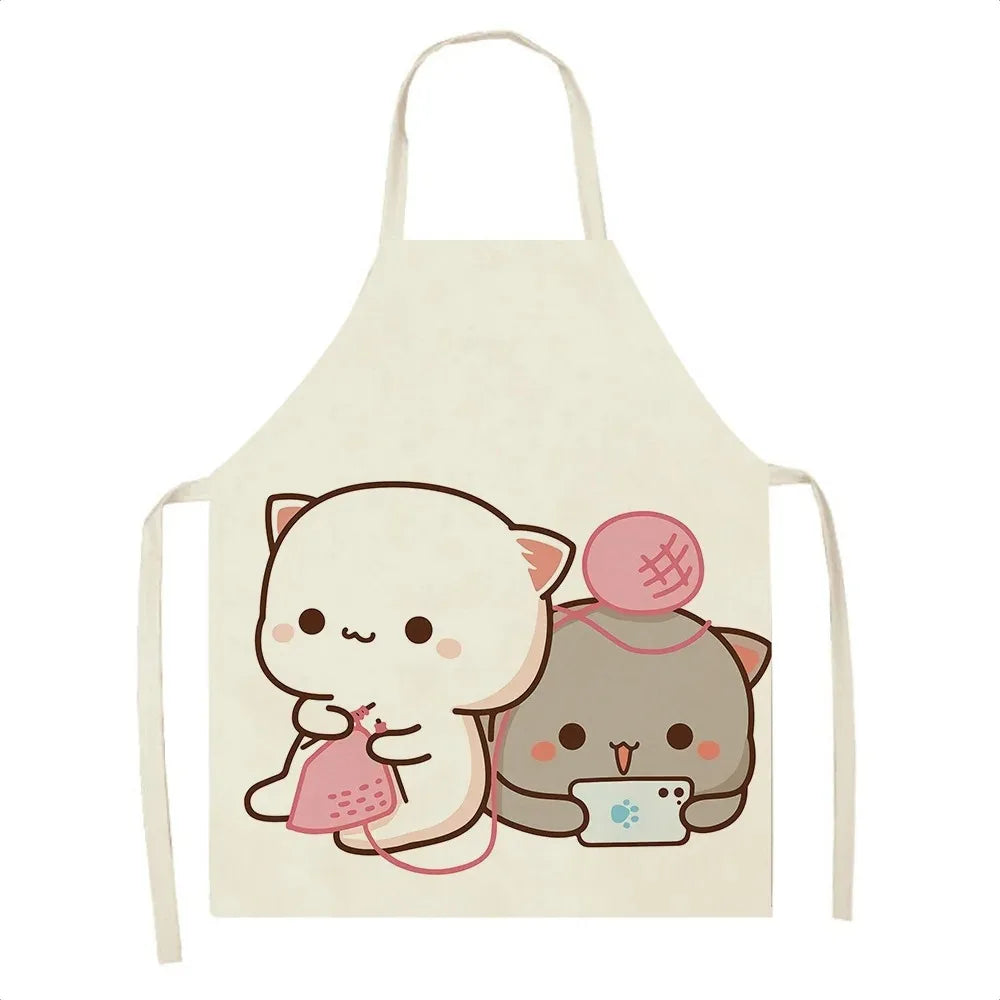 Cute Cartoon Cat Cooking Apron 💕🐱 - Fun & Mess-Free for Couples in the Kitchen 🍳👩‍🍳 - Pixie Quill