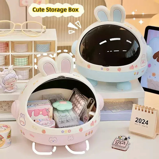 Adorable Bunny Desk Organizer - Kawaii Storage Box for Hair Accessories & Stationery 🐇✨