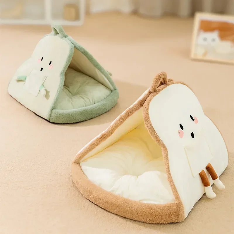🌟 Cozy Cat Bread Nest 🐾 Adorable Winter Pet Tent for Deep Sleep 💤 Perfect for Small & Medium Furry Friends! 🐶🐱
