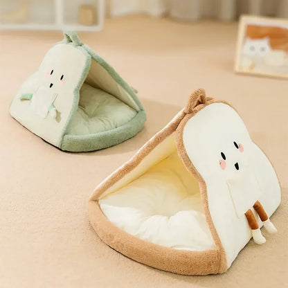🌟 Cozy Cat Bread Nest 🐾 Adorable Winter Pet Tent for Deep Sleep 💤 Perfect for Small & Medium Furry Friends! 🐶🐱
