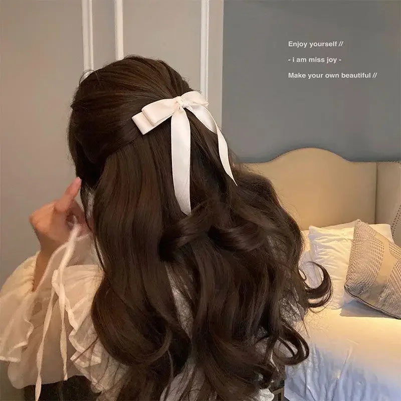 Kawaii Chic Bow Hairpin 🎀 | Adorable Black & White Ribbon Clips for Trendy Women 👩‍🎤 | Cute Hair Accessories 💖