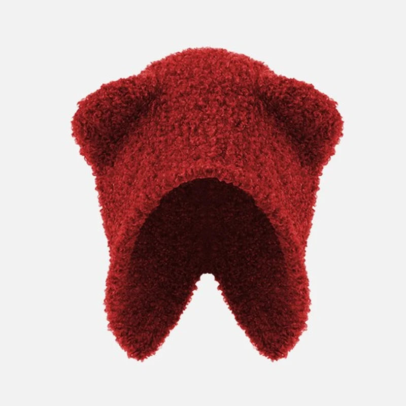 Kawaii Cozy Bear Beanie 🐻✨ - Thicken Warm Winter Hat for Women, Cute Travel Pullover Cap! 🌟