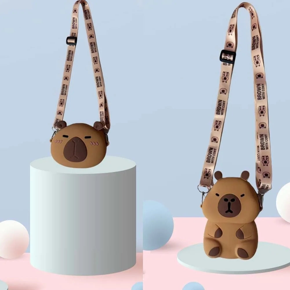 Kawaii Capybara Silica Gel Crossbody Bag 🐾✨ - Adorable Waterproof Purse with Adjustable Straps!