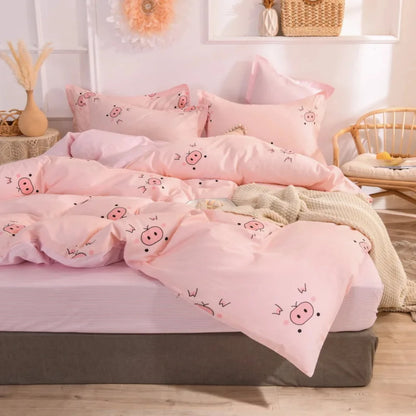 Kawaii Piggy Dreams Bedding Set 🐷💖 Cozy Microfiber Duvet Cover & Pillowcases for Sweet Slumbers! 🌙✨