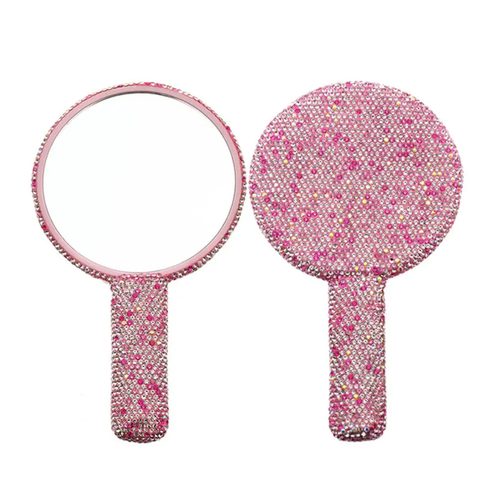 Kawaii Sparkle Heart Makeup Mirror 💖✨ - Travel-Friendly Bling Handheld Beauty Accessory!