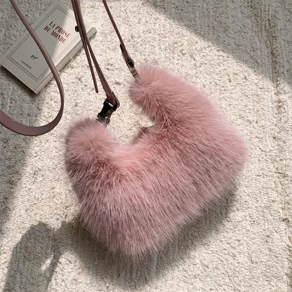 Kawaii Plush Faux Fur Evening Clutch 🐾✨ - Soft & Fluffy Shoulder Bag for Trendy Ladies 💖🎀