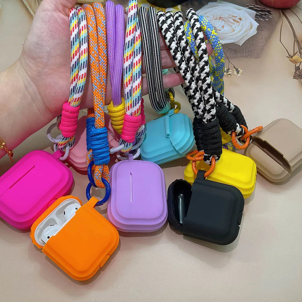 ✨ Cute & Colorful Silicone AirPods Case 🎀 | Adorable Girl Earphone Cover with Anti-Lost Lanyard 💖 - Pixie Quill