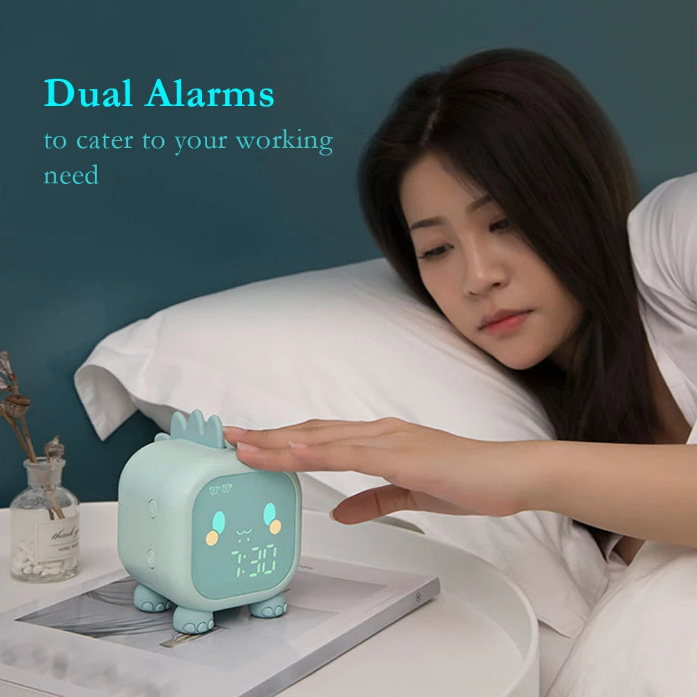 🌟 Kawaii Dinosaur Kids Alarm Clock 🦖✨ - Cute LED Time & Temperature Display | Snooze & Wake Up Light | Perfect Bedside Companion for Boys & Girls! 🌈💤