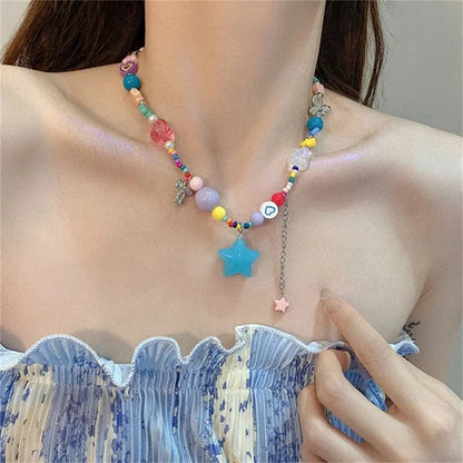 🌈💕 Adorable Heart Bead Choker Necklace for Trendy Girls 🌟✨
