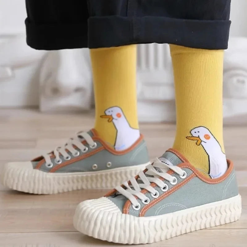 Funny Goose Head Socks Cute Animal Print Cotton Casual Socks Unisex 🦢🧦