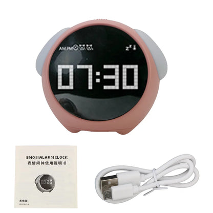 Kawaii LED Night Light Alarm Clock 🌙✨ - Adorable Voice-Controlled Timekeeper with Thermometer & Snooze Function for Kids! 🕒💖