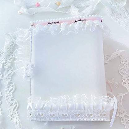 A5 Lace Ribbon Ballet Style Photo Card Binder 6 Ring Album For Kpop Cards 💖🎀📚