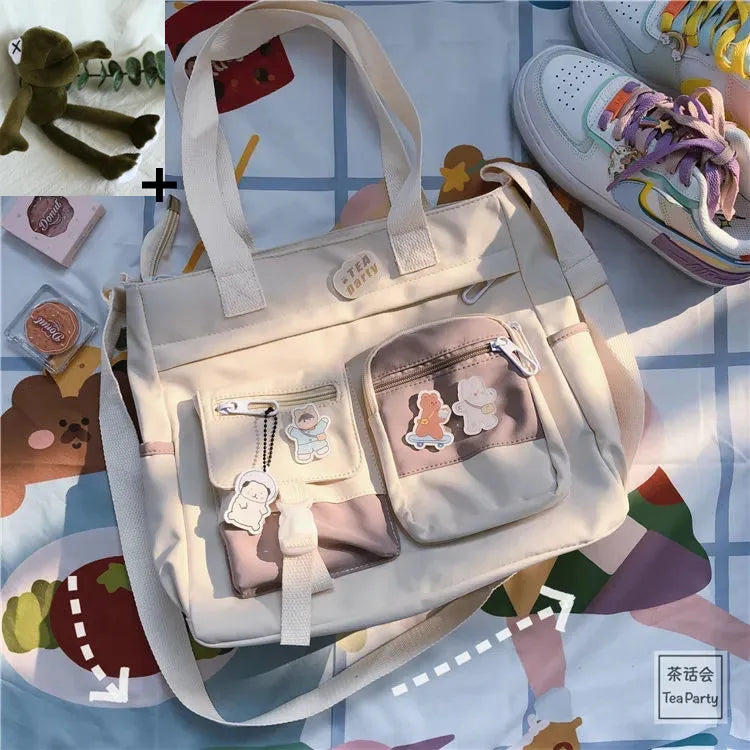 Kawaii Nylon Waterproof Satchel 👜✨ | Adorable Japanese Crossbody Messenger Bag for Students & Girls 🎒💖