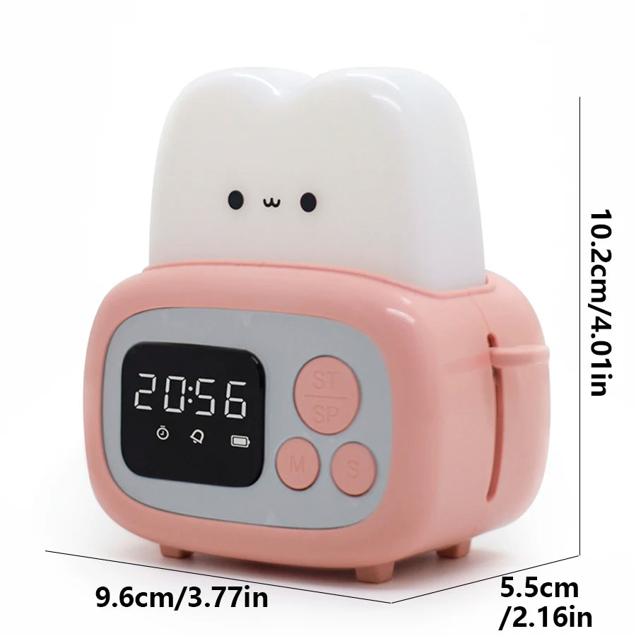 Kawaii LED Toaster Alarm Clock 🍞⏰ - Cute Cartoon Night Light with Timer Function for Whimsical Bedside Decor ✨🌙