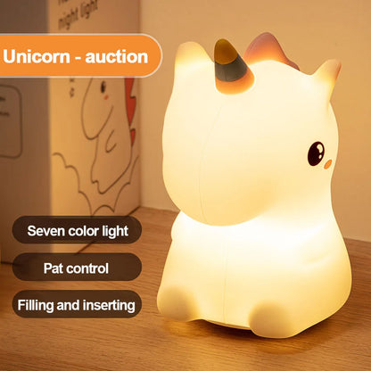 Kawaii Unicorn LED Night Light 🌈✨ - Adorable Touch Lamp for Kids' Rooms 🦄💖 - USB Rechargeable Cartoon Decor & Perfect Gift!