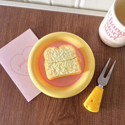 Kawaii Toast Silicone Earbud Case 🍞🎧 | Cute & Creative Headphone Cover with Keychain for Huawei FreeClip 🌟💕