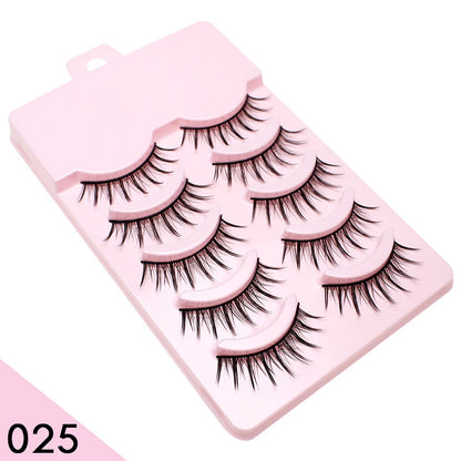 Pastel Little Devil Anime Lashes 5 Pairs Clear Band Full Strip For Natural Daily Manga Style Eyelashes 😈👁️✨
