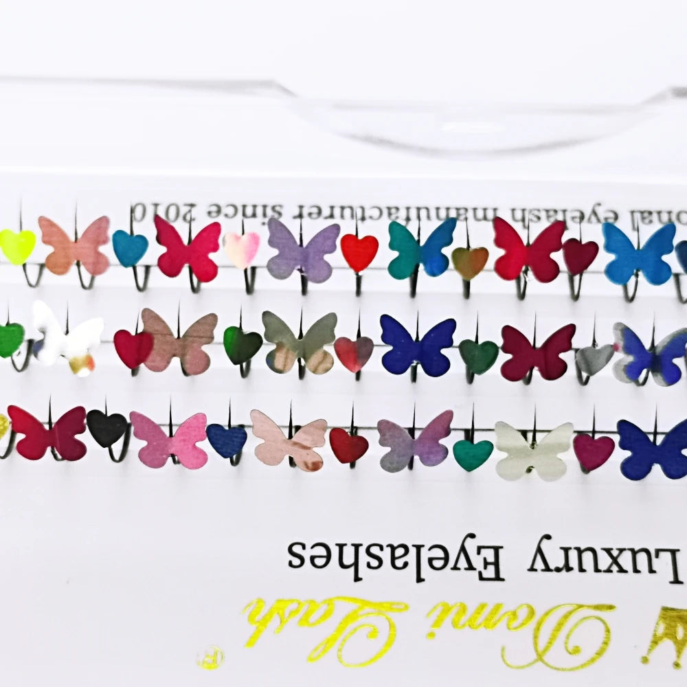 ✨ Rainbow Glitter Lashes - Kawaii Butterfly Star Individual Extensions for Magical Makeup! 🌈💖
