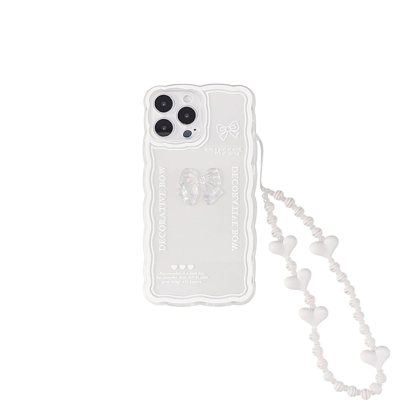 🌸 Adorable Butterfly Bow 3D Love Bracelet Phone Case for iPhone 11/12/13/14/15 – Cute & Clear TPU Back Cover! 🦋✨