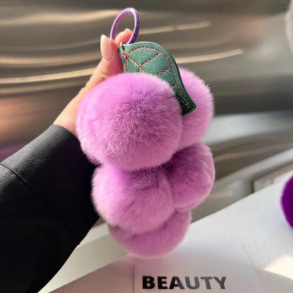 Furry Grape Keychain Plush Charm Cute Fur Accessory 🍇🧸
