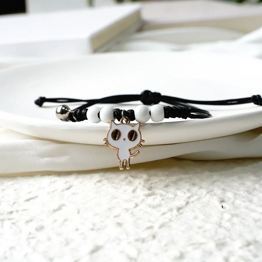 Sweet Cute Animal Cat Dog Paw Flower Bells Pendant Bracelets For Women Girls Simple Cartoon Rabbit Bracelet Friendship Jewelry