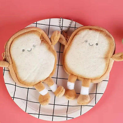 Kawaii Toast Coin Purse 🍞✨ | Adorable Portable Bag for Coins, Makeup & Headphones 🎀