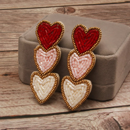 Kawaii Heart Dangle Earrings 💖✨ | Vintage Beaded Jewelry Gifts for Lovebirds 🌟💕