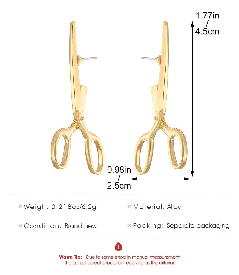 Kawaii Retro Scissors Ear Studs ✂️✨ - Adorable Hip Hop Rock Earrings for Trendy Women 🎉🎁